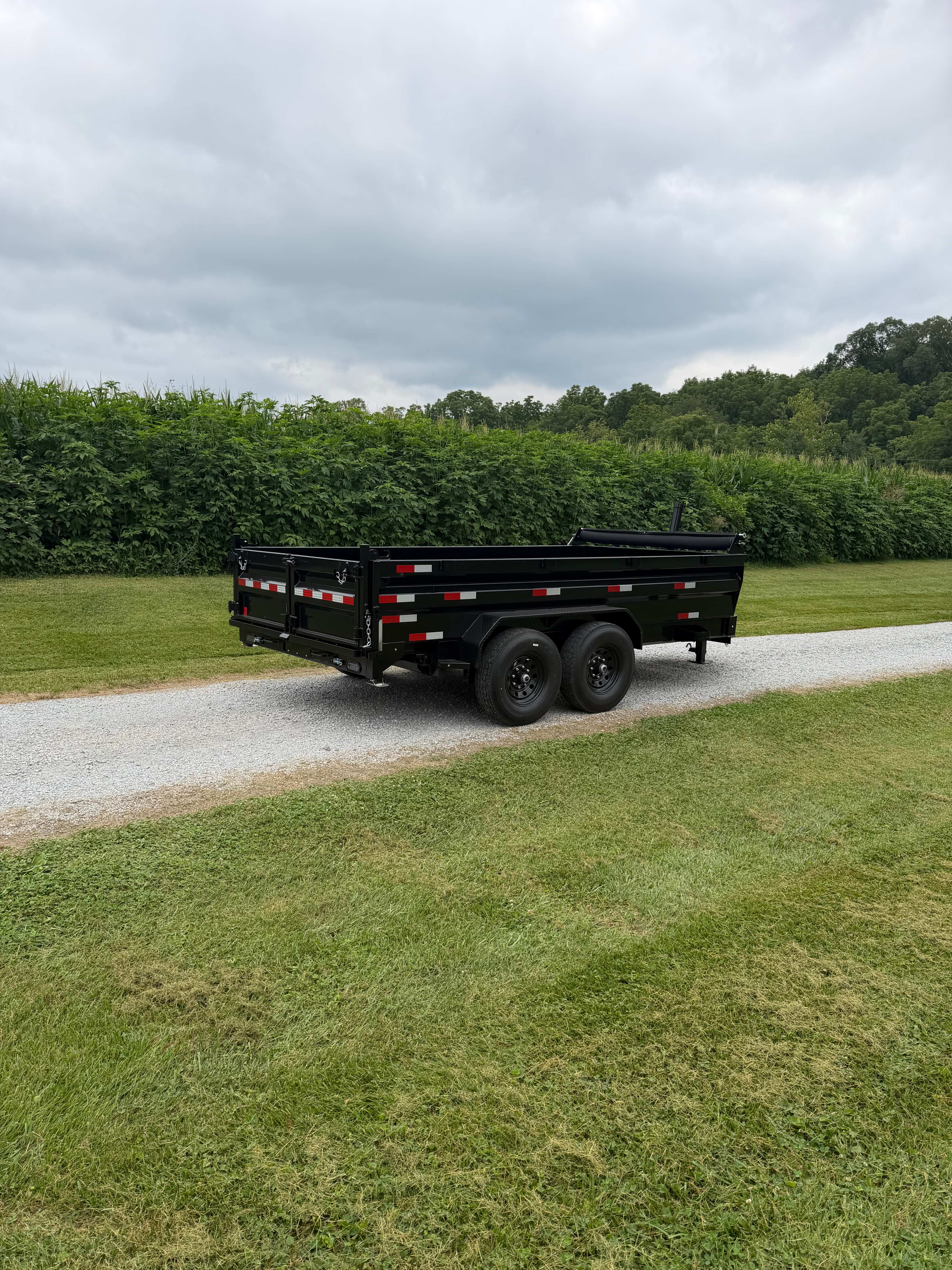 Dump trailer for rent parked outdoors in Loveland, Ohio